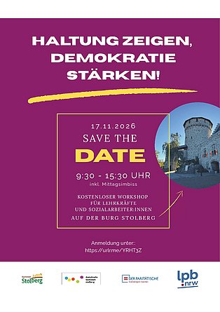 Plakat Zum Workshop "Haltung zeigen, Demokratie stärken!"