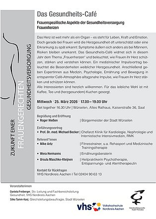 Flyer mit Programm zum Gesunheitscafé